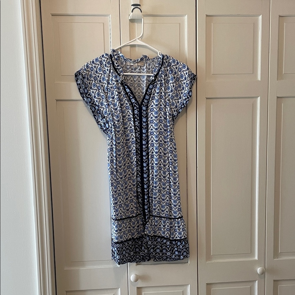 LOFT Petite Navy and White Mini Dress